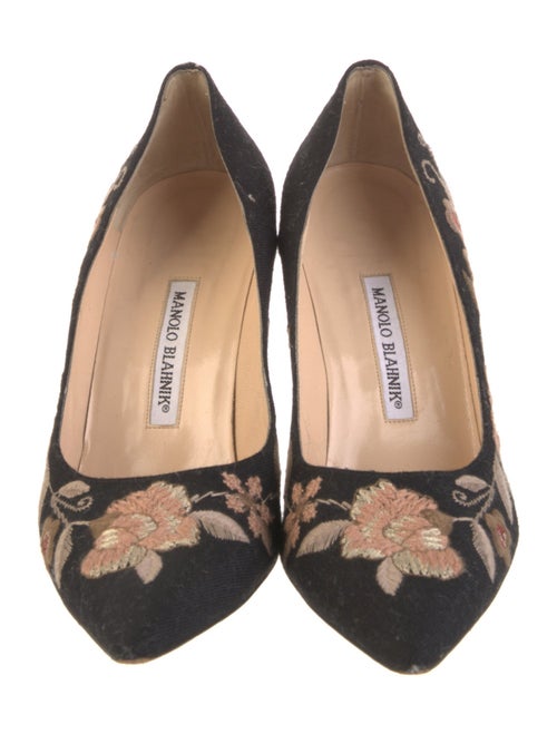 Manolo Blahnik Suede Floral Print Pumps