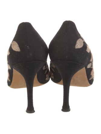 Manolo Blahnik Suede Floral Print Pumps