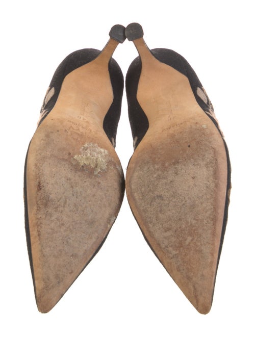 Manolo Blahnik Suede Floral Print Pumps