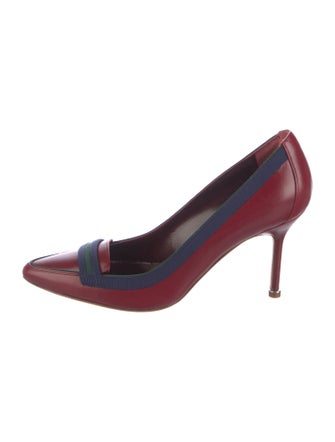 Manolo Blahnik Leather Colorblock Pattern Pumps
