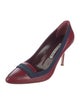 Manolo Blahnik Leather Colorblock Pattern Pumps
