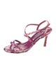 Manolo Blahnik Satin Animal Print Slingback Sandals