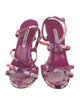 Manolo Blahnik Satin Animal Print Slingback Sandals