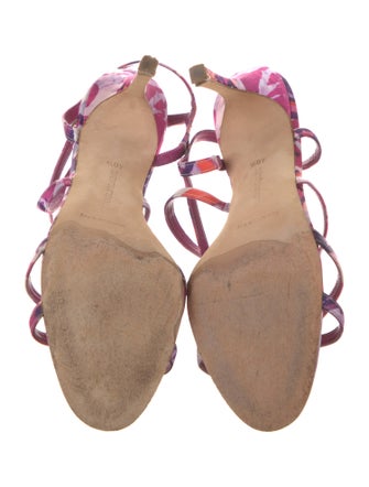 Manolo Blahnik Satin Animal Print Slingback Sandals