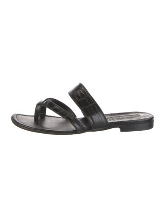 Manolo Blahnik Embossed Leather Slides
