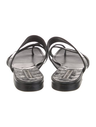 Manolo Blahnik Embossed Leather Slides