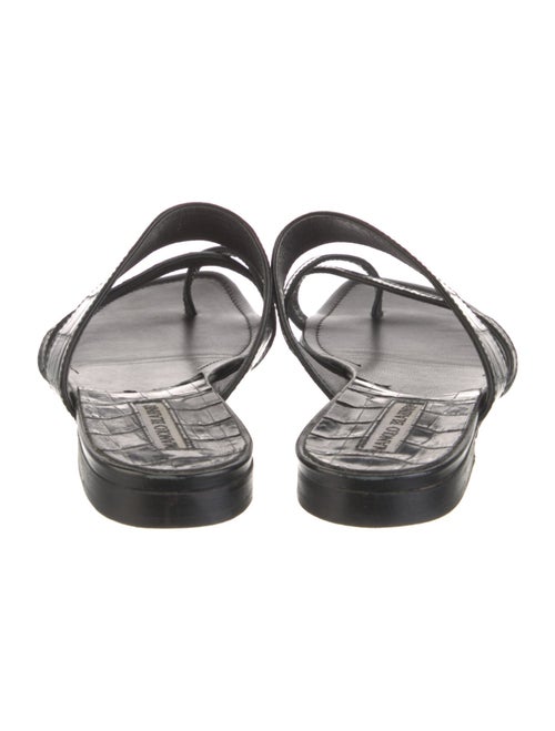 Manolo Blahnik Embossed Leather Slides