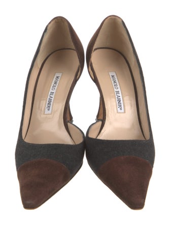 Manolo Blahnik Suede D'Orsay Pumps