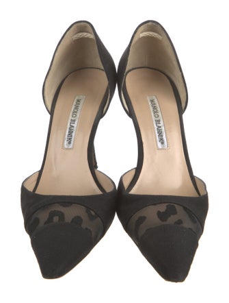 Manolo Blahnik Canvas Mesh Accents D'Orsay Pumps