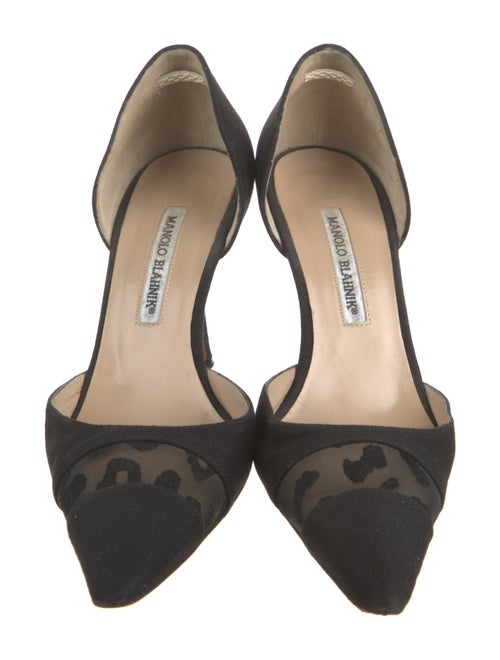 Manolo Blahnik Canvas Mesh Accents D'Orsay Pumps
