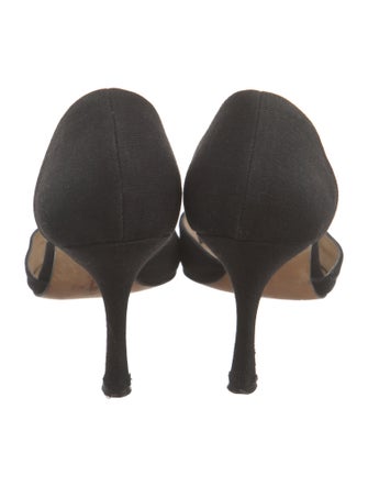 Manolo Blahnik Canvas Mesh Accents D'Orsay Pumps