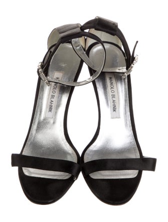 Manolo Blahnik Satin Crystal Embellishments Sandals