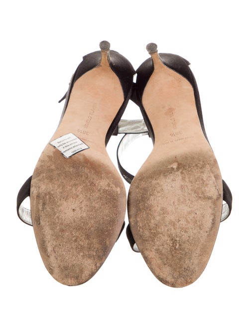 Manolo Blahnik Satin Crystal Embellishments Sandals