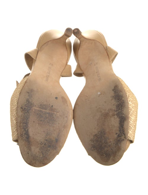 Manolo Blahnik Raffia Crystal Embellishments Sandals