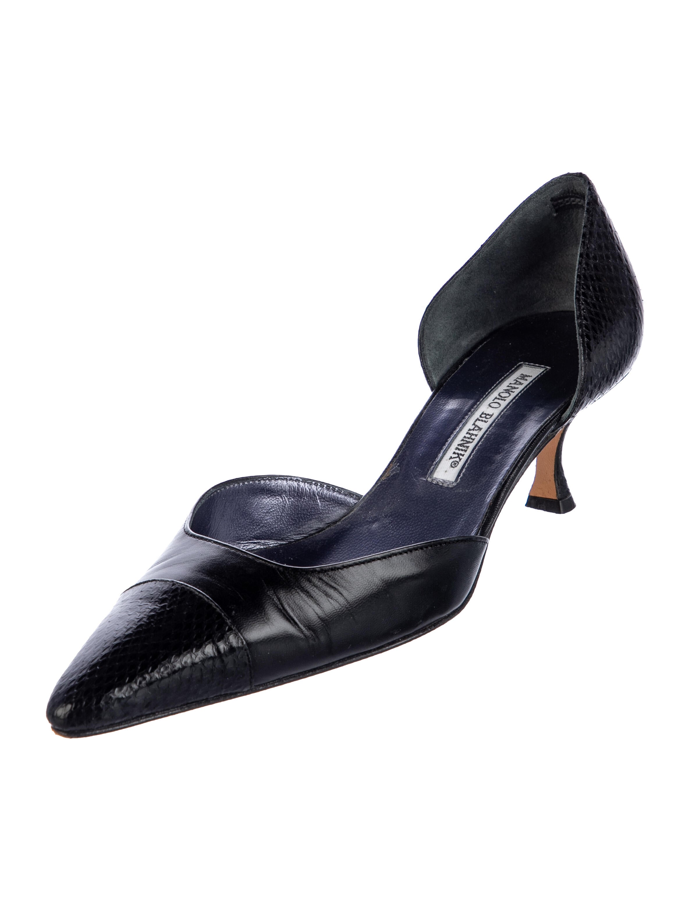 Manolo Blahnik Leather Animal Print D'Orsay Pumps