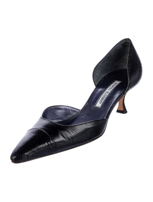 Manolo Blahnik Leather Animal Print D'Orsay Pumps