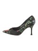 Manolo Blahnik Satin Lace Pattern Pumps