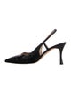 Manolo Blahnik Leather Leather Trim Embellishment Slingback Pumps