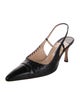 Manolo Blahnik Leather Leather Trim Embellishment Slingback Pumps