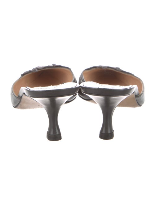 Manolo Blahnik Leather Embroidered Accent Mules