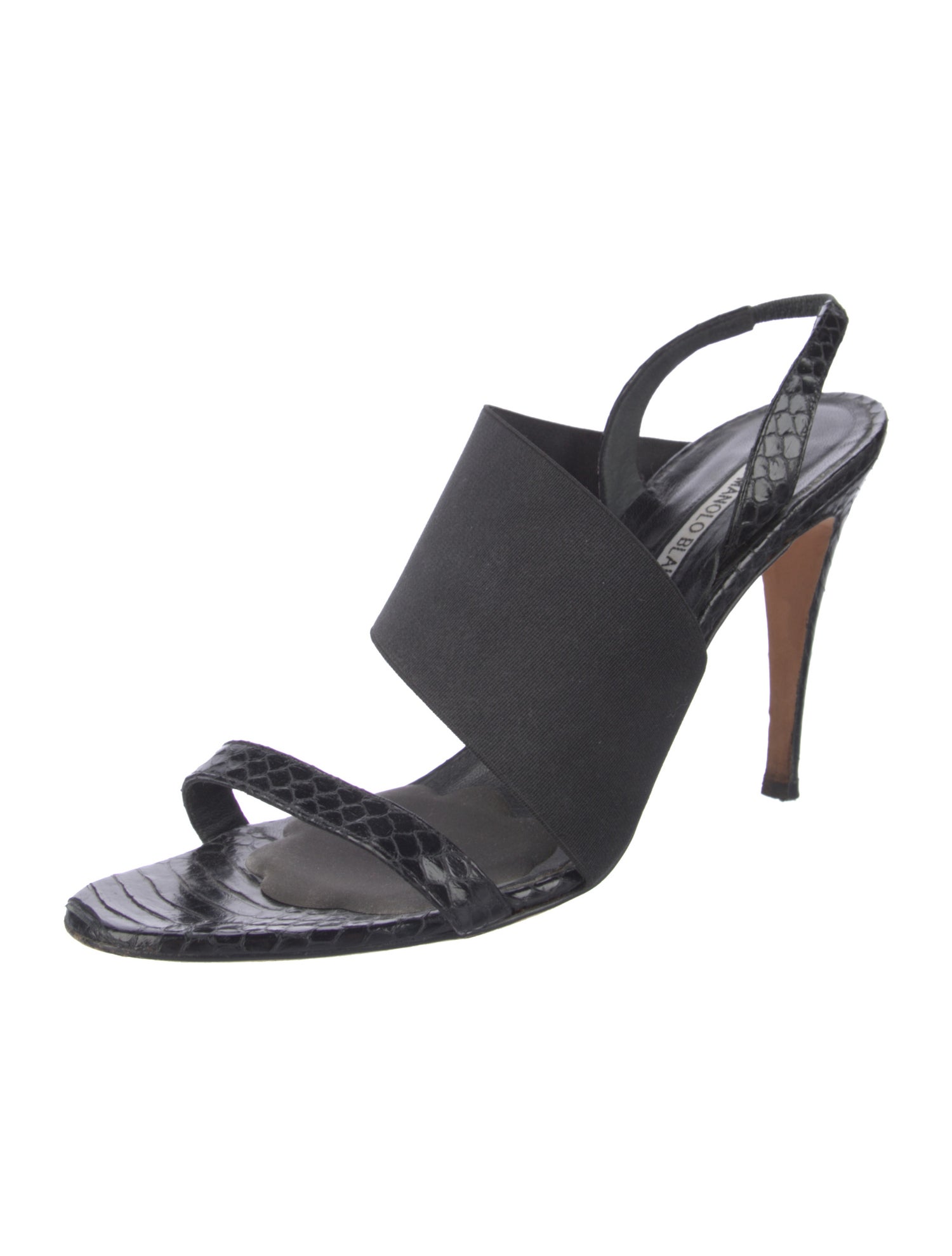 Manolo Blahnik Snakeskin Slingback Sandals