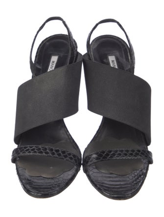 Manolo Blahnik Snakeskin Slingback Sandals