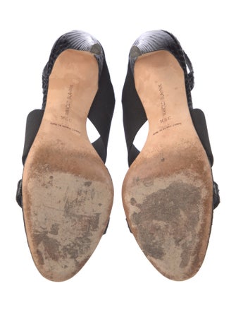Manolo Blahnik Snakeskin Slingback Sandals