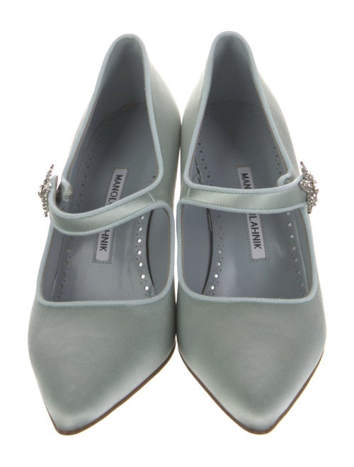 Manolo Blahnik Satin Crystal Embellishments Pumps