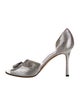 Manolo Blahnik Embossed Leather Crystal Embellishments Slingback Sandals