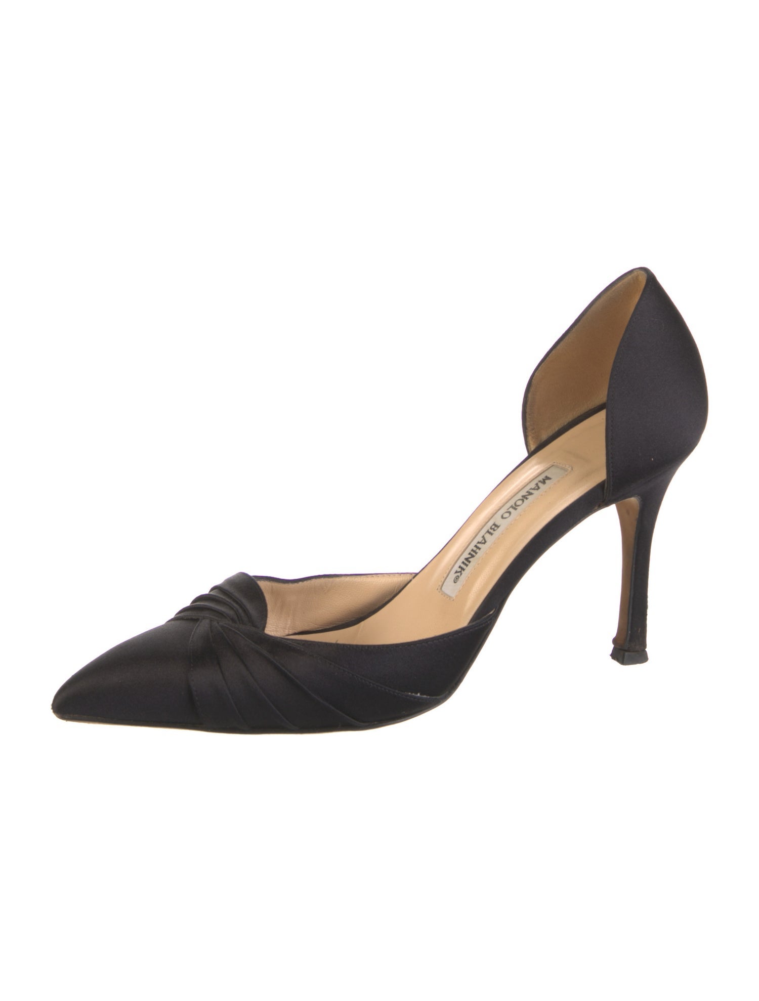 Manolo Blahnik Satin Crystal Embellishments D'Orsay Pumps