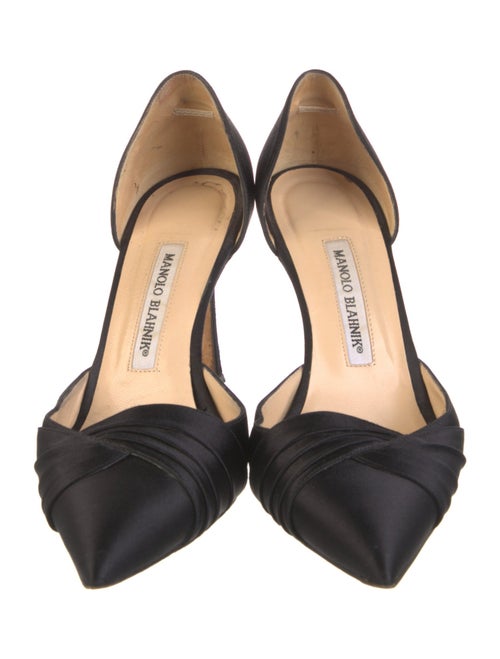 Manolo Blahnik Satin Crystal Embellishments D'Orsay Pumps