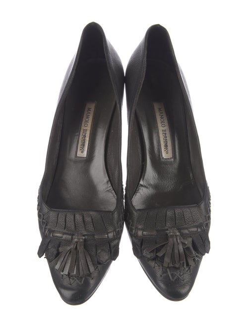 Manolo Blahnik Leather Bow Accents Pumps