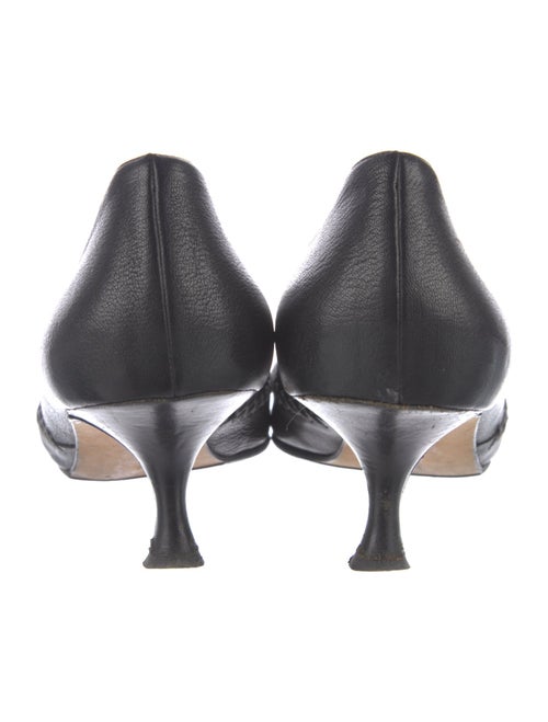 Manolo Blahnik Leather Bow Accents Pumps