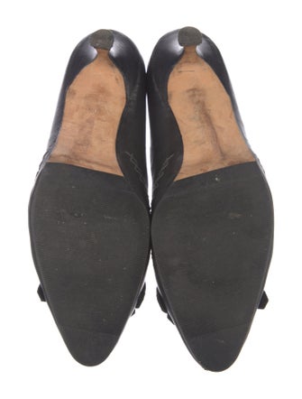 Manolo Blahnik Leather Bow Accents Pumps