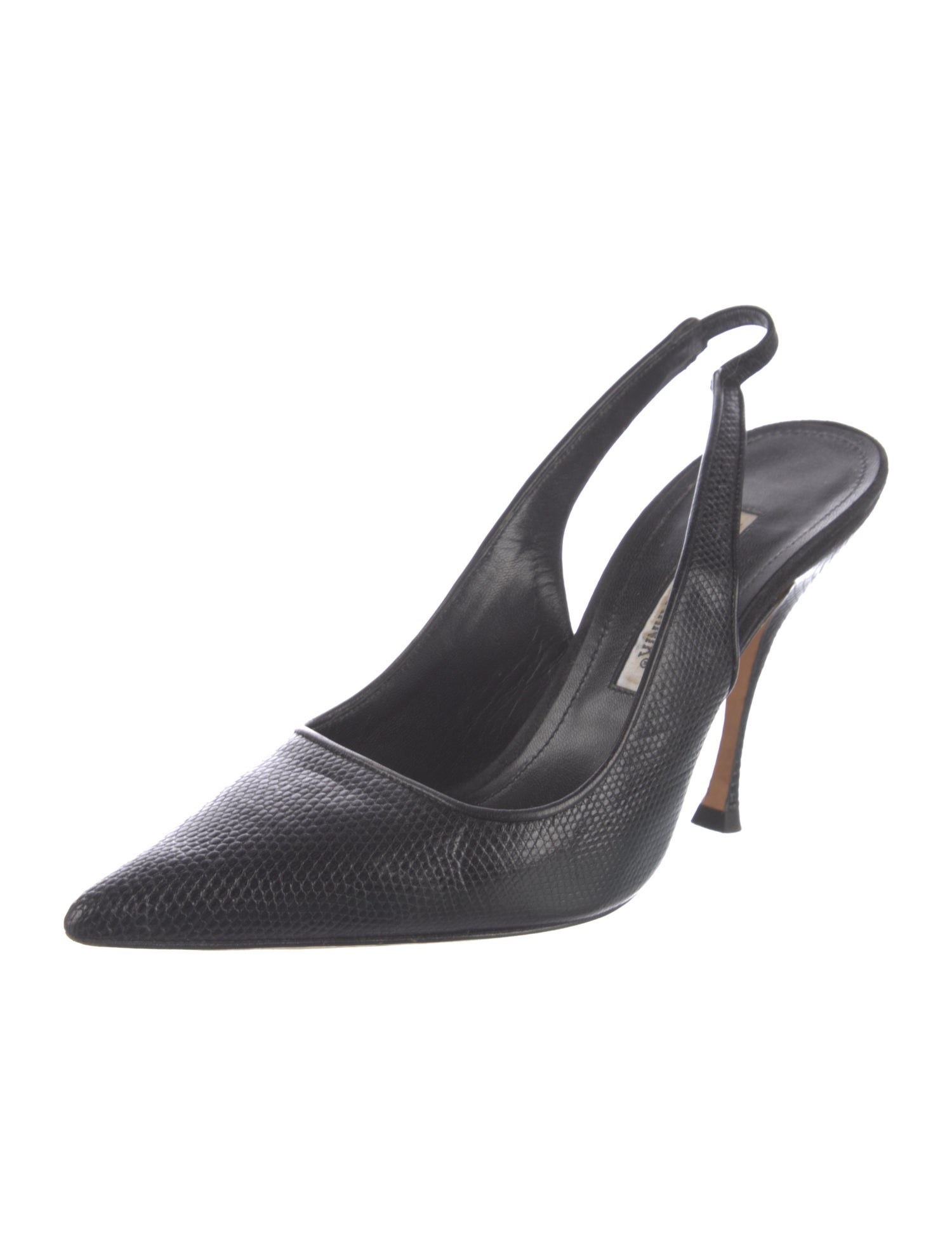 Manolo Blahnik Embossed Leather Slingback Pumps