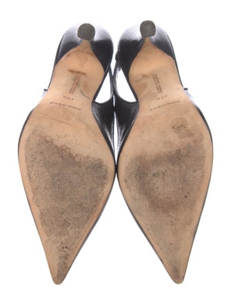 Manolo Blahnik Embossed Leather Slingback Pumps