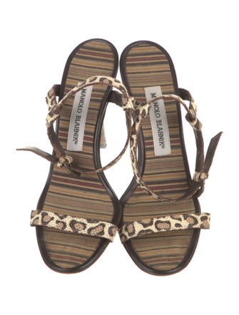 Manolo Blahnik Leather Printed Sandals
