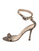 Manolo Blahnik Animal Print Crystal Embellishments Sandals