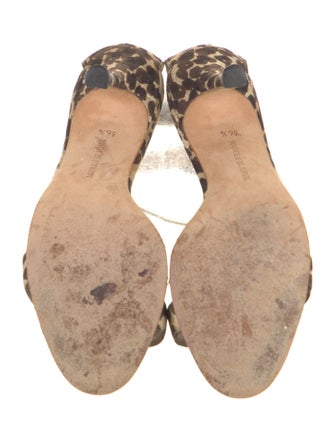 Manolo Blahnik Animal Print Crystal Embellishments Sandals