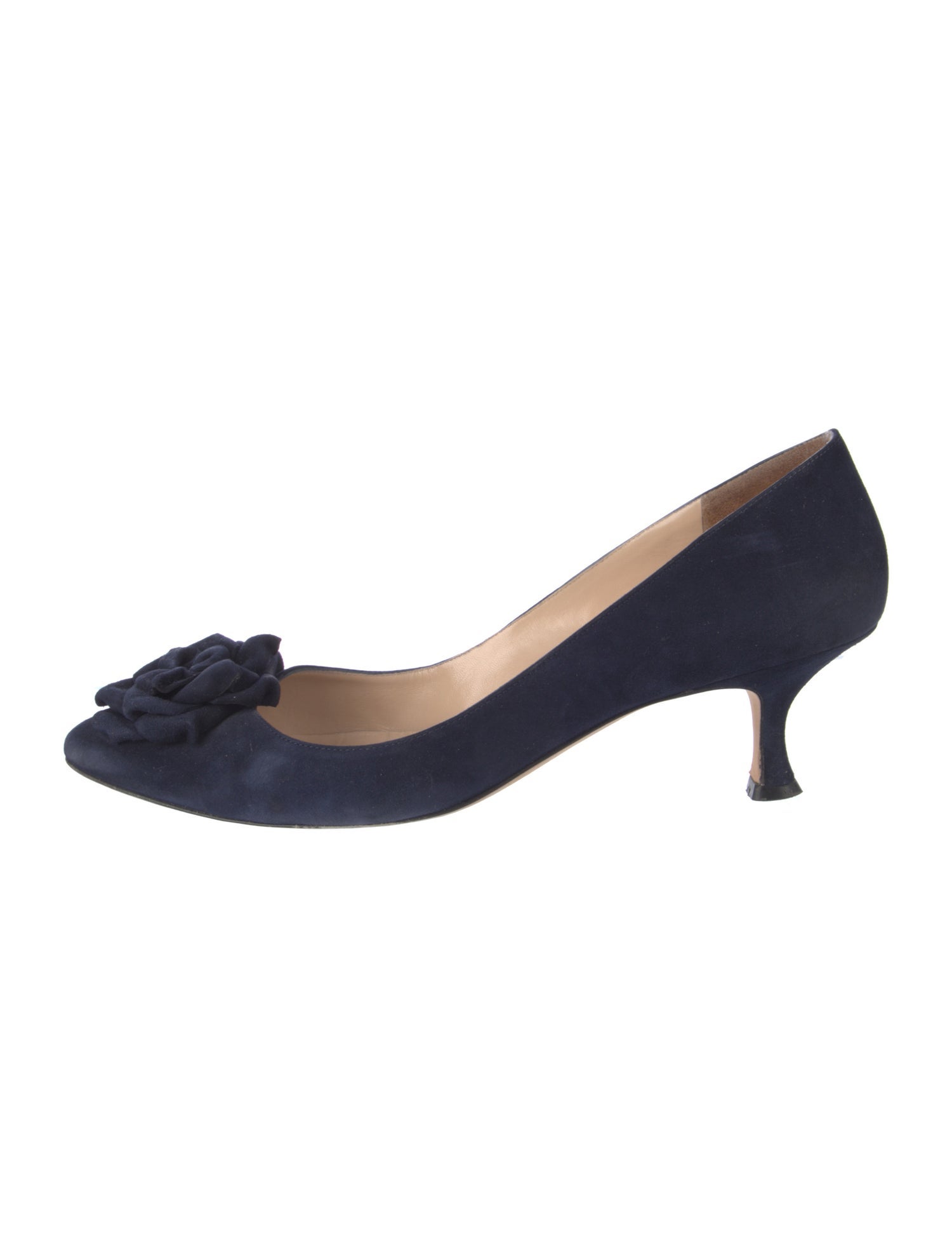 Manolo Blahnik Camellia Accent Suede Pumps