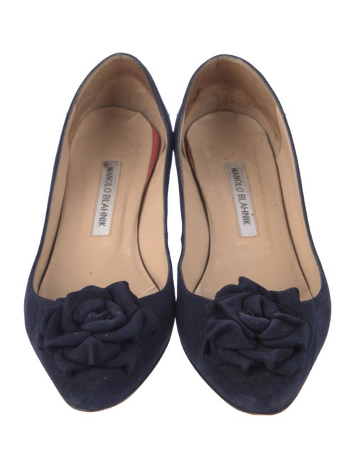Manolo Blahnik Camellia Accent Suede Pumps