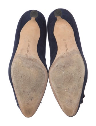 Manolo Blahnik Camellia Accent Suede Pumps