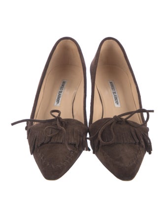 Manolo Blahnik Suede Bow Accents Pumps