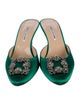 Manolo Blahnik Satin Crystal Embellishments Mules