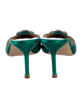 Manolo Blahnik Satin Crystal Embellishments Mules