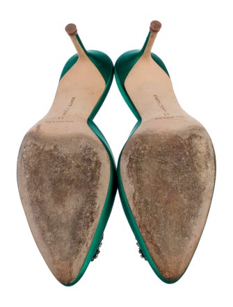 Manolo Blahnik Satin Crystal Embellishments Mules