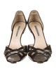 Manolo Blahnik Leather Crystal Embellishments D'Orsay Pumps
