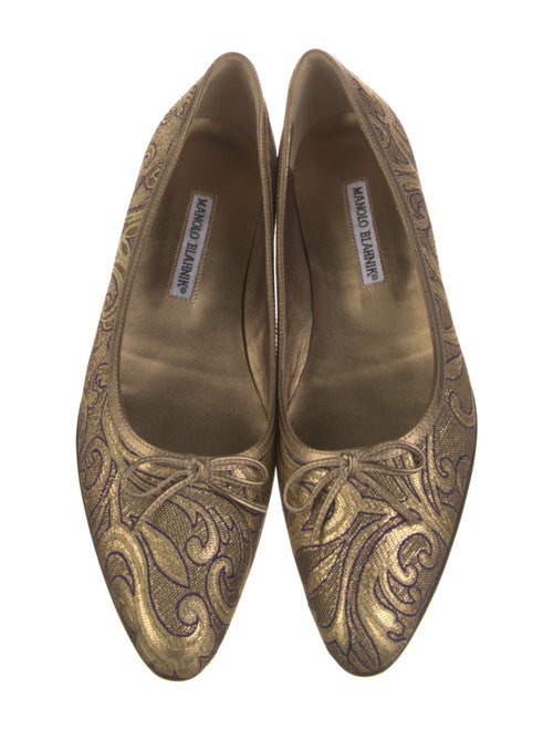 Manolo Blahnik Printed Bow Accents Ballet Flats