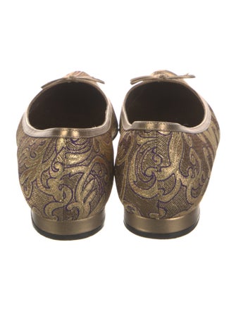 Manolo Blahnik Printed Bow Accents Ballet Flats