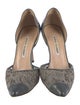 Manolo Blahnik Leather Mesh Accents D'Orsay Pumps